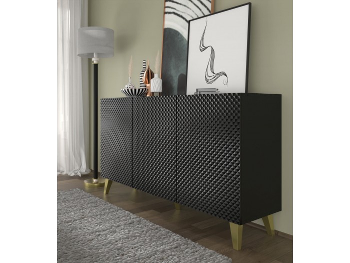 Скрин за дневна RAVENNA MDF HG 150 3D (черно мат/черно гланц)